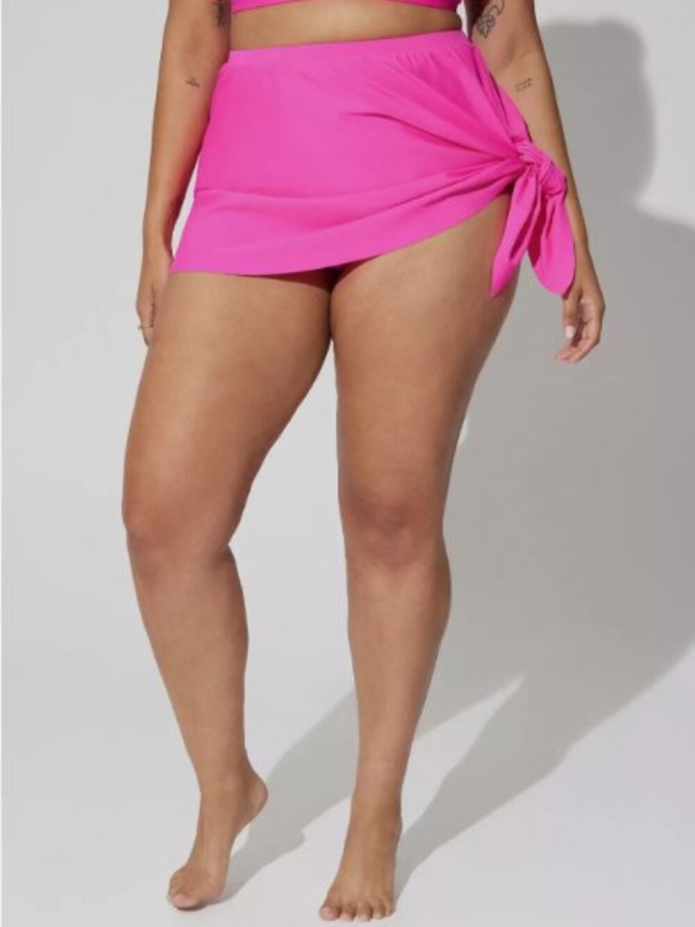 Torrid High Rise Mid Length Side Tie Swim Skirt With Brief Hot Pink 6x - Picture 1 of 4
